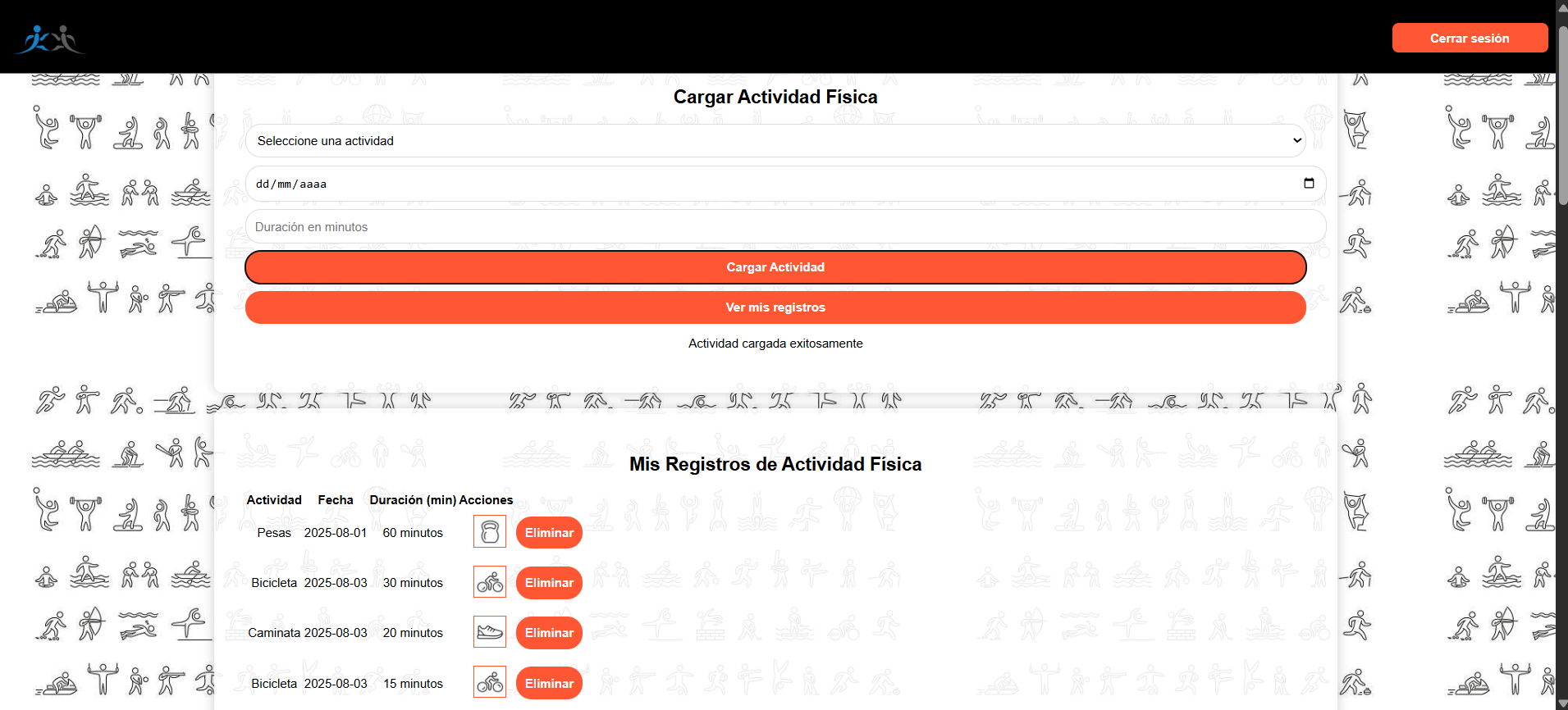 Activity input and log